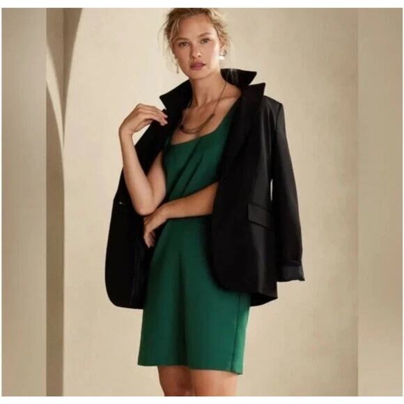 Banana Republic A-Line Mini Dress Forest Emerald Size 2 Summer Easter Lined - Picture 1 of 8